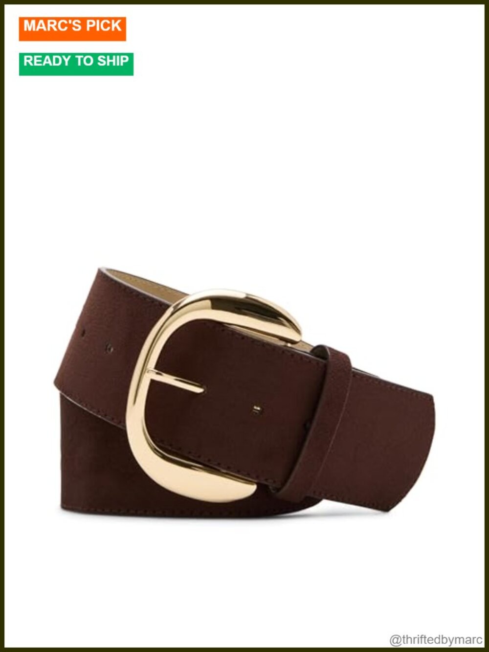 Wide Faux Suede Belt with Metal Buckle Adjustable